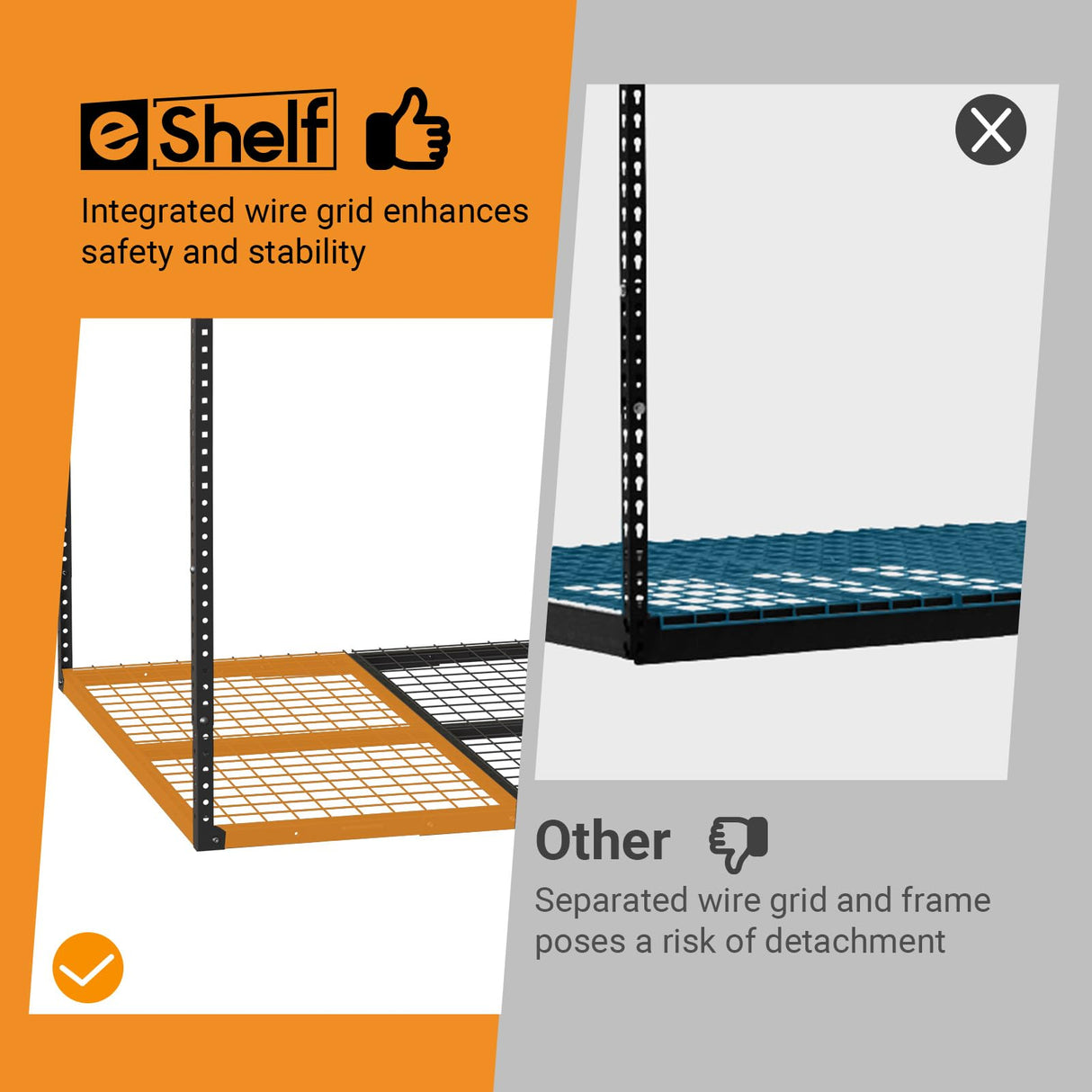 eShelf 3x6ft Overhead Garage Storage Rack, Heavy duty metal garage ceiling storage rack, 22''-40" Adjustable Ceiling Dropdown, 450lbs Loading Weight Capacity, Black eShelf