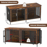 EasyCom 78 Inch Dog Cage Furniture for 2 Dogs, Extra Large Double Dog Crate Furniture Large Breed, XXL Thick Wooden Dog Crate Furniture TV Stand, Sturdy Dog Kennel Furniture Dog Crate with Divider EasyCom