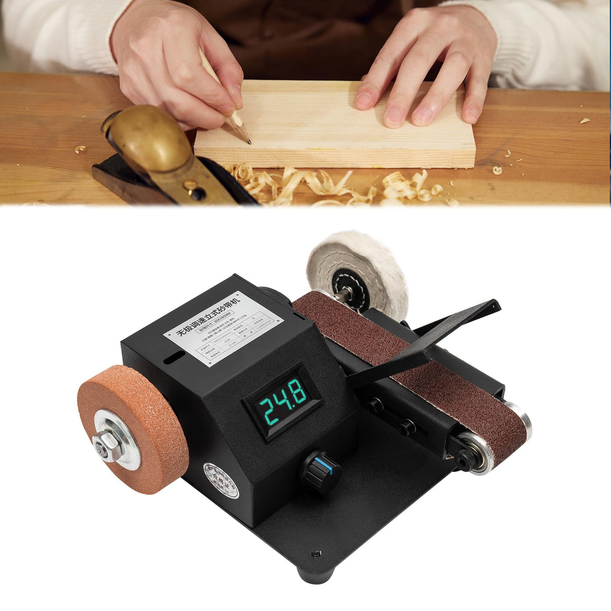 YIYIBYUS Mini Electric Belt Sander Polishing Grinding Knife DIY Sharpener Machine Sharpener w/Belts Adjustable Speed Table Top Grinder Polisher for DIY Wood Sanding Tool Metal Knife Leather YIYIBYUS