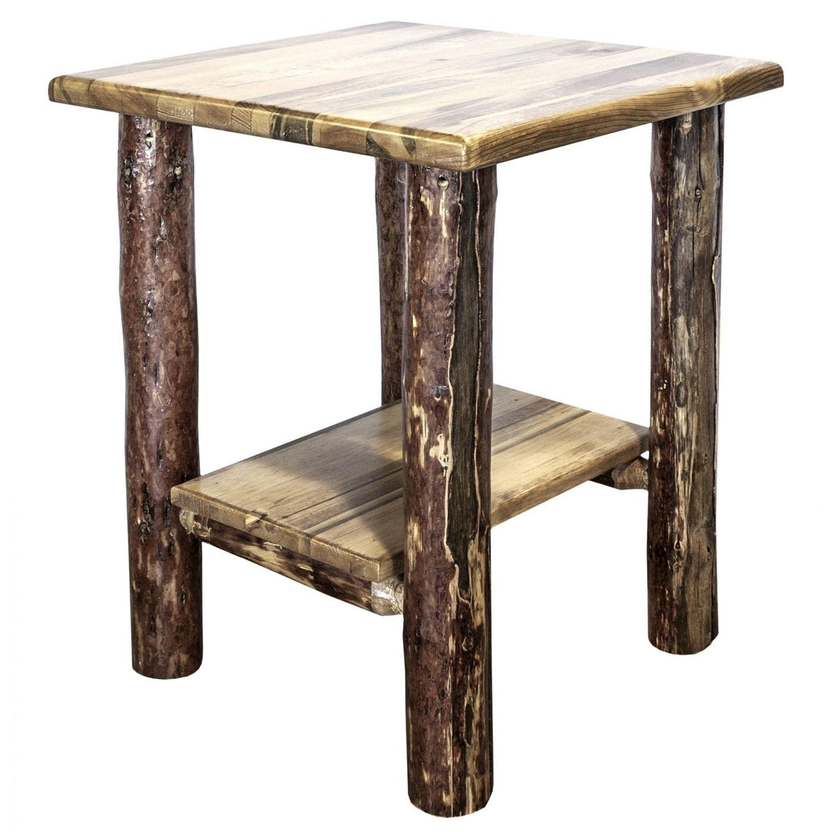 Montana Woodworks Log Nightstand with Shelf - Glacier Country Collection Montana Woodworks