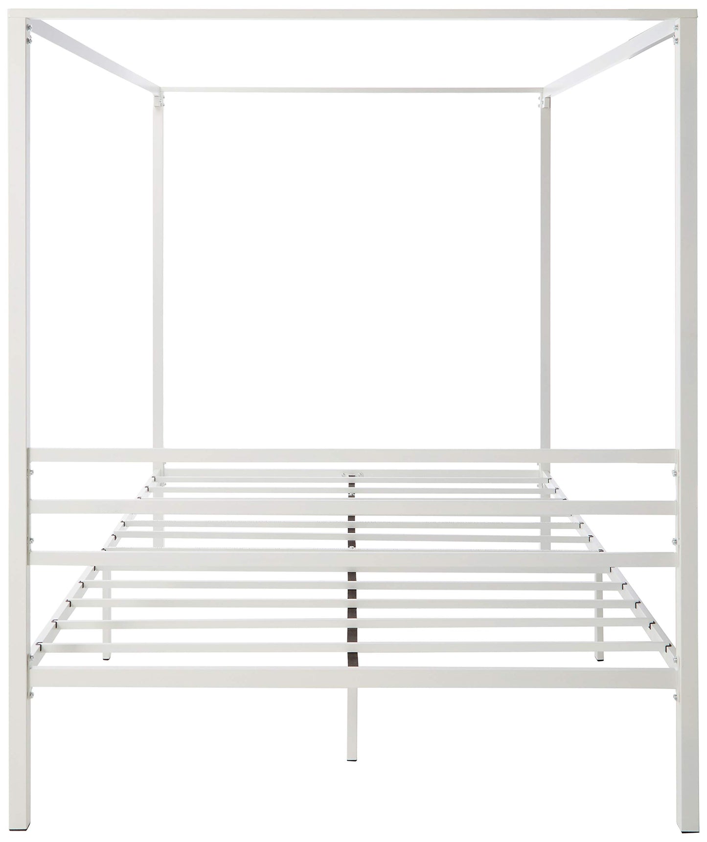 ZINUS Patricia White Metal Canopy Platform Bed Frame, Mattress Foundation with Steel Slat Support, No Box Spring Needed, Easy Assembly, Queen