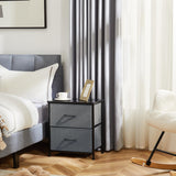 DUMOS Nightstand Set of 2, Small Dresser with 2 Fabric Drawers Side Bedroom End Table Kids Bedside Storage Furniture for 25 inch Tall Night Stand for Closet, Entryway, College Dorm, Grey, M-2 Pack DUMOS