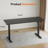 Furmax Electric Standing Desk, 59 x 24 Inches Height Adjustable Desk with Wheels, Home Office Computer Desk with Management Box (Carbon Black) Furmax