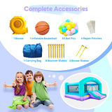 Easyair Large Bounce House for Big Kids, 14.8 x 14.5 FT Inflatable Bouncer Jumper Slide with 650W Blower, Basketball Hoop, Throw Ball Game, Ball Pits (Green, 177" L x 174" W x 94" H) Easyair