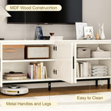 MUUEGM 70" Fluted tv Stand with Storage for Living Room, Entertainment Center Modern TV Stand for TV Up to 80 Inch, Television Media Console Table with Fluted Door and Adjustable Shelf, White MUUEGM