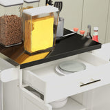 HOMCOM Kitchen Island on Wheels, Rolling Kitchen Cart with Stainless Steel Countertop, Drawer, Towel Rack and Spice Rack, Utility Storage Trolley, Cream White HOMCOM