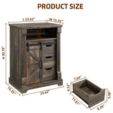 Minifeel Bathroom Floor Cabinet, Farmhouse Storage Cabinet with Sliding Barn Door, Small Storage Cabinet with Drawer for Bathroom, Kitchen, Living Room, Rustic Style Cabinet (Dark Rustic Oak) Minifeel