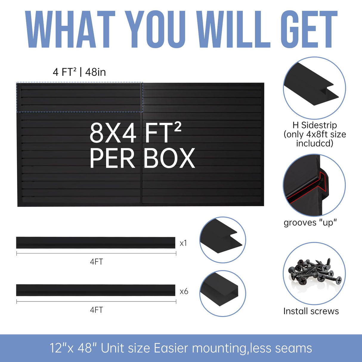 Slat Wall Paneling Garage Slat Wall Storage Systems Garage Wall Organizer, Slatwall Panels 4'x 8' Black Slat Board PVC Wall Panels Slatwall Displays Garage Tool Organizer Wall Mount Slate Wall HODURWALL