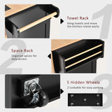 Merax 55.7" Upgraded Large Kitchen Cart Island on Wheels with 2 Drop Leaf,Power Outlet,3 Drawers,Wood Frame Storage Cabinet Merax