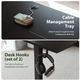 Agilestic Adjustable Height Electric Standing Desk with Storage Wooden Drawer, 63 x 24 Inches Stand Up Home Office Computer Gaming Table with Splice Board for Work Office Home, Black Agilestic