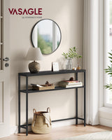 VASAGLE Console Table, 2-Tier Sofa Table, 7.9 x 39.4 x 31.5 Inches, Narrow Entryway Table, Modern Entry Table with 2 Shelves, for Living Room, Bedroom, Charcoal Gray and Ink Black ULNT131B22 VASAGLE