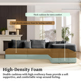 Boneless Sectional Couches for Living Room Furniture, 6-in-1 Convertible Oversized Sofa Bed, L Shaped Cloud Sectional Couch, Corduroy Upholstered Deep Seat Sofa, No Assembly (Black) SCZMWJ