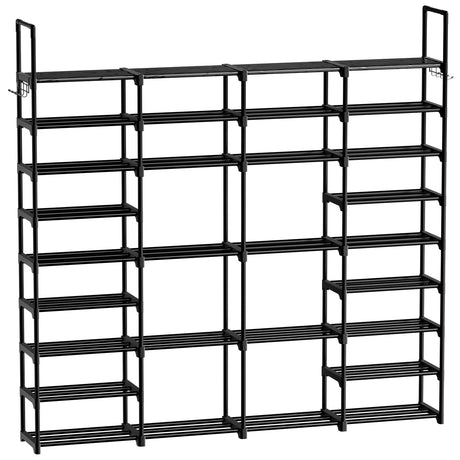 WOWLIVE 4 Row 9 Tiers Extra Large Shoe Rack 72-80 Pairs Big Tall Metal Shoe Shelf, Heavy Duty Organizer for Closet Entryway, Boot Rack Storage Stackable Stand for Garage Black WOWLIVE