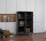 BYNSOE Metal Locker Storage Cabinet, 47.3” Employees Locker Industrial Steel Storage Cabinet with Shelves and 6 Lockable Doors for Home, School, Gym BYNSOE