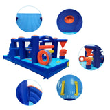 Hapcap 18' x 7.5' Inflatable Obstacle Course Bounce House for Big Kids,Wide Slide,2 Climbing Walls,Jumping Area,Simple Boxing Theme for Backyard Party Hapcap