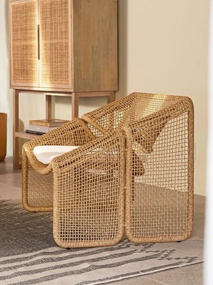 Generic Modern Nordic Rattan Lounge Chair – Elegant Velvet Outdoor/Indoor Sofa Chair, 35.43*27.55*27.55 inches, Brown Generic