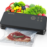 DEVINC Vacuum Sealer Machine, Compact Food Sealer with 10 Vaccum Bags & 1 Bag Roll, Multi-functional Food Vacuum Sealer for Food Storage, Dry & Moist Food Modes with Built-in Cutter, Black DEVINC