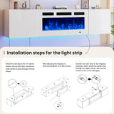 oneinmil 70" Floating Fireplace TV Stand with 36" Electric Fireplace, Wall Mounted Floating Entertainment Center with Storage, TV Console with Fireplace, Floating TV Cabinet, All White oneinmil