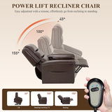 COLAMY PU Leather Power Lift Chair with Massage and Heat,Electric Lift Recliner Chair with Thick Cushioned Padding Backrest for Living Room, Office, Bedroom （Darkbrown） COLAMY