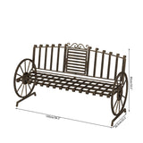 Outdoor Bench Patio Outdoor Garden Bench with Built-in Table, Wagon Wheel Arms, 3 People Outdoor Bench Garden Bench Front Porch Furniture Patio Lawn Yard Park (Bronze) Boweniog