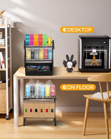 2-Tier Desktop Filament Storage Rack with Fabric Drawer - 3D Printer Filament Spools Holder Shelf for PLA/ABS/TPU Filaments, Tabletop Organizer for Home Office, Workshop Studio (Black Single Row) Rackgolfic