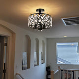 Frideko Home Semi Flush Mount 3-Light Crystal Ceiling Light - Black Kitchen, Bedroom, Hallway, Living Room, Dining Room Light Fixture FRIDEKO HOME