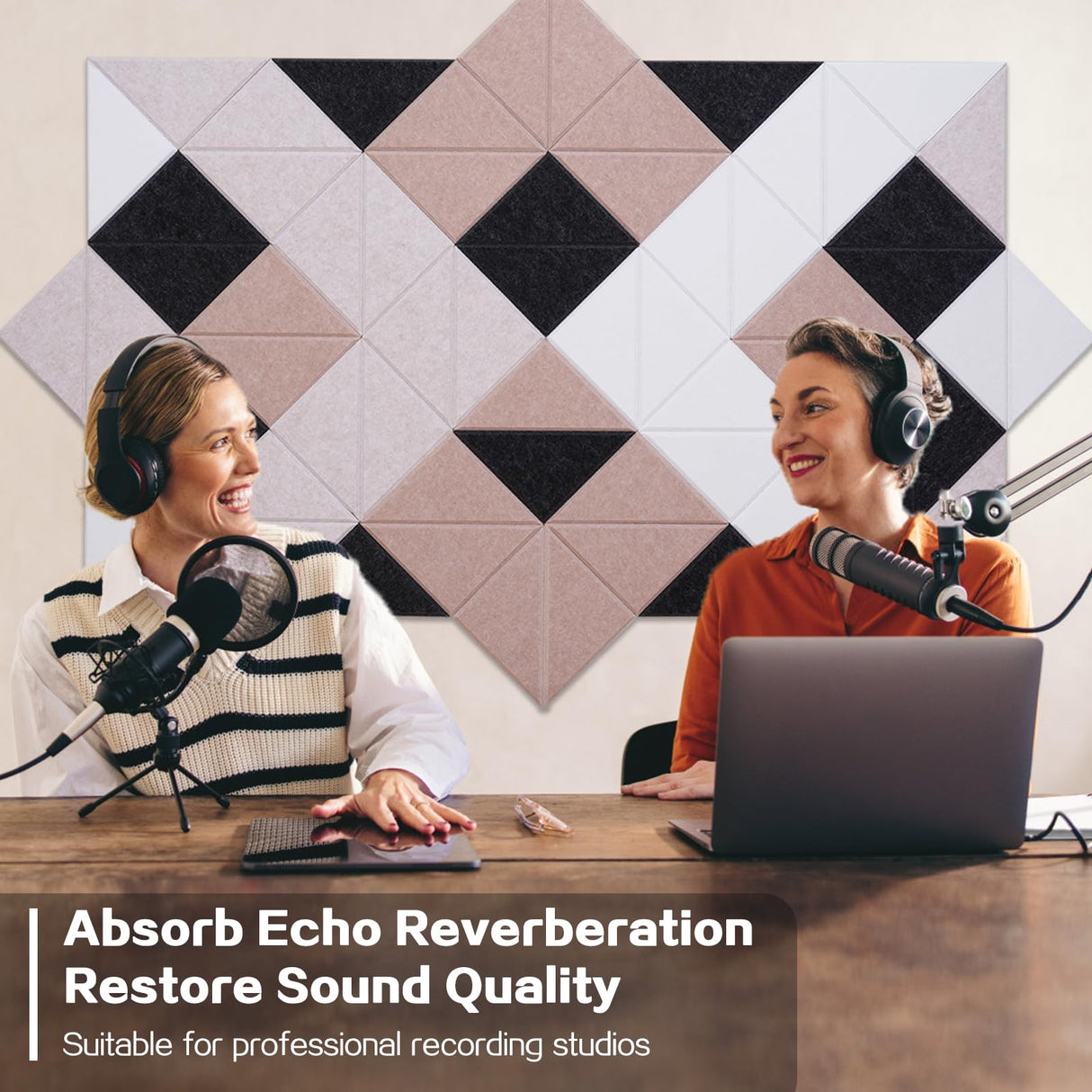 64 Pack Self-Adhesive Triangular Acoustic Panels,63x31.5inchs Sound Absorbing Panels, High Density Soundproof Wall Panels,Wall Decoration Sound Dampening Panels for Recording Studios,Home,and Office Tutmyrea