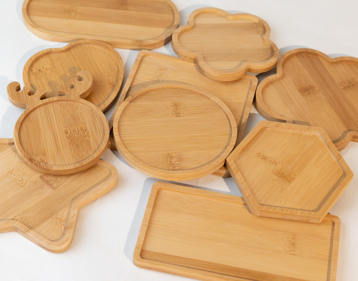 Lanyani 10pcs Wooden Assorted Shapes Mosaic Bases for DIY Mosaic Coaster Kit, with Wooden Surface for Handcrafted Glass Mosaic Tiles Crafts for Adults and Kids Lanyani