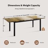 iPormis 63" Extendable Kitchen Table for 4-8, Square Wooden Dining Table with Metal Base, Mid-Century Dinner Table for Small Space, Easy Assembly, Rustic Brown iPormis