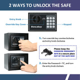 Voncabay Money Safe Box for Home with Sensor Light & Fireproof Security Safe Box for Money Safe with Keys & Pass Code, Lock Box Fireproof Safe with Digital Keypad Voncabay