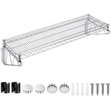 LOYIM 14" Wx 48" L Chrome Wire Wall Mount Shelf, Wall Mount Wire Shelf Kit Heavy Duty Garage Wall Shelving for Wall Storage, Holds Up to 600 Lbs LOYIM