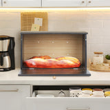 HOMEKOKO Large Wood Bread Box for Kitchen Counter, Retro Design Single Layer Bamboo Large Capacity Food Storage Bin (Vintage Black) HOMEKOKO