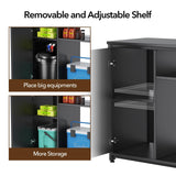 ZERDER Aquarium Stand with USB and AC Power Strip, Cabinet for Fish Tank Accessories Storage, Heavy Duty Metal Fish Tank Stand for Turtle Tank (Black, 40-50 Gallons) ZERDER