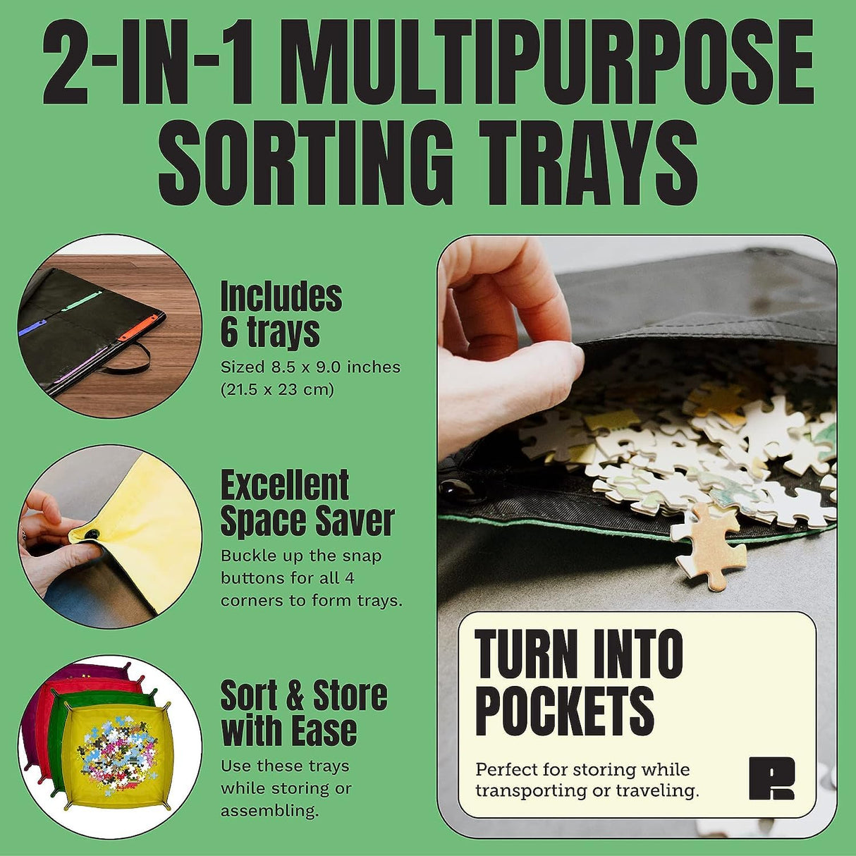 1500 Pieces Jigsaw Puzzle Caddy Board - Portable Jigsaw Puzzle Table Storage with 6 Puzzle Sorting Trays - 27”x 36” Porta-Puzzle Jigsaw Caddy with Non-Slip Surface for Adults & Kids - Puzzle Ready Puzzle Ready