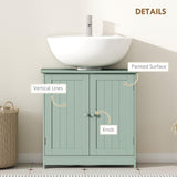 HOMCOM Under Sink Bathroom Cabinet, Pedestal Sink Storage Cabinet with 2 Doors, Shelf and U-Shape, Dark Green HOMCOM