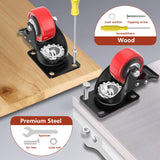 2 Inch Caster Wheels 600lbs Heavy Duty, Casters Set of 4 with Brake,Locking Industrial Swivel Top Plate Casters Wheels for Furniture and Workbench Cart(Two Hardware Kits Include) Chaxtr