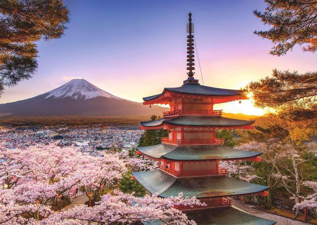 Ravensburger Mount Fuji Cherry Blossom View 1000 Piece Jigsaw Puzzle for Adults | Unique, Pieces | Anti-Glare Surface | FSC Certified, Eco-Friendly | Amazon Exclusive Ravensburger
