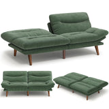 AMADA 66"Convertible Futon Sofa Bed, Corduroy Folding Futon Set with Adjustable Backrest &Armrests, Recliner Lounge for Living Room, Apartment or Office, Solid Wood Frame, Loveseat Sofa -Forest Green AMADA HOMEFURNISHING