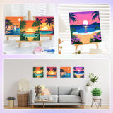 HEIBAGO Framed Paint by Numbers kit for Kids, 4 Pack Landscapes Paint by Numbers for Kids Ages 8-12, Sun Paint by Numbers Kits Children Beginner, DIY Acrylic Oil Painting for Home Wall Decor 8x8 inch HEIBAGO