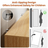 VOPEAK 9 Drawer Dresser for Bedroom, Boho Rattan Dresser, Modern Wood Storage Chest of Drawers with Handle-Free Design, Press to Pop Up Drawer, Side Table for Entryway, Living Room, Closet, Natural VOPEAK