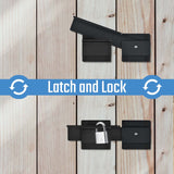 Steinwhale 1Pack Flip Gate Latch Lock with Padlock Hole, 3.5mm Aluminum Alloy Door Latch for Outdoor Wooden Fence, Swing Open Gate, Double Gate, Barn Door, Shed, Vinyl Fence, Yard, Black Steinwhale