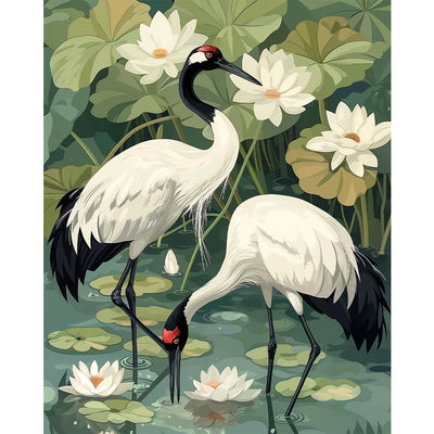 Natuyalo Paint by Numbers for Adults - Adult Paint by Number Kits Painting on Canvas Crane in Pond Painting by Numbers for Beginners, DIY Art Craft Kits for Adults (16x20 Inch)