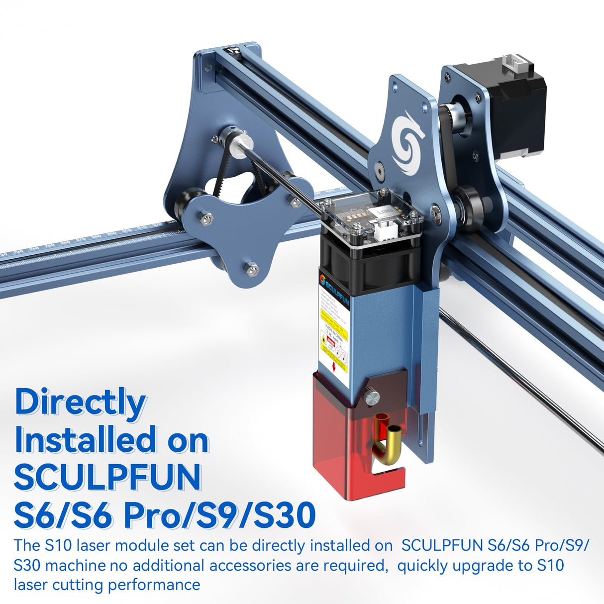 SCULPFUN S10 Laser Module for Laser Engraver,for S9 S10 S6 Pro Laser Engraving Machine,90W Effect Cutting Tool,with Air Nozzle,Detachable Eye Protection,Clean Cut Engraving Wood Metal Acrylic SCULPFUN