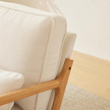 Bonnlo Coarse Beige Accent Chairs Set of 2, Upholstered Mid Century Modern Lounge Fabric Chairs Reading Chairs Side Sitting Chair Solid Wood Bonnlo