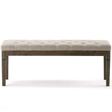 SIMPLIHOME Waverly Wide Traditional Rectangle Tufted Ottoman Bench Linen Look Fabric, Assembled, for The Living Room and Bedroom, 48 inch, Natural SIMPLIHOME
