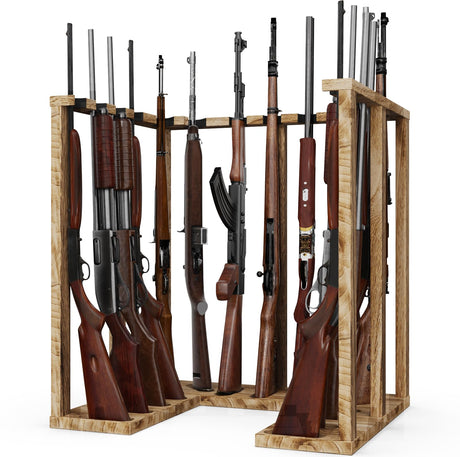 amoard Indoor Gun Rack Corner Wood Heavy Gun Rack Rifle Stand Display Shotgun Organizer and Storage Racks Stable Support for 15 Guns amoard