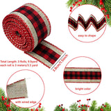 3 Rolls Buffalo Plaid Ribbon - Wired Edge, 9.9 Yards, 1.5 Inch Width (Black & Red) - Perfect for Christmas Tree Wrapping & Crafts BOYIVI