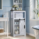 KOLIGEY Farmhouse Storage Cabinet, White Bathroom Storage Cabinet Small Hutch with Door Freestanding, for Coffee Bar, Bathroom, Laundry, Living Room, Kitchen - 24" W x 42" H KOLIGEY