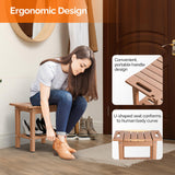 VINGLI 18 Inch HDPE Outdoor Patio Garden Small Bench Seat, Waterproof Shower Bench, Backless HDPE Stools Chairs for Inside Shower, Outdoor Short Stools (Teak) VINGLI