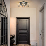 DEWENWILS Farmhouse Flush Mount Ceiling Light, Metal Ceiling Light Fixture with Wood Grain Finish, 2-Lights Hallway Light Fixture Ceiling Mount for Entryway, Foyer, Dining Room DEWENWILS